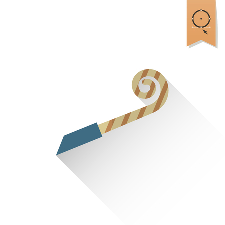 Happy Birthday Icon. Party Blower. Simple, Minimalistic and Flat Style. Retro Color. Long Shadow. Vectorのイラスト素材