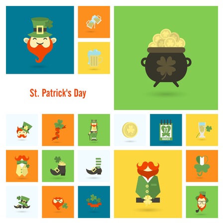 Saint Patricks Day Icon Set. Vector. Clean Work Minimum Pointsのイラスト素材
