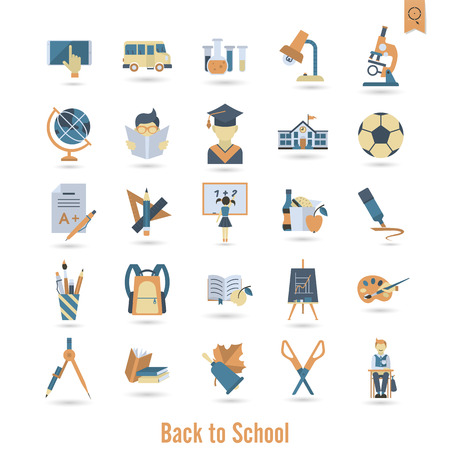 School and Education Icon Set. Flat design style. Vectorのイラスト素材