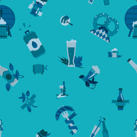 Oktoberfest Beer Festival. Seamless Pattern. Flat design style. Vectorのイラスト素材