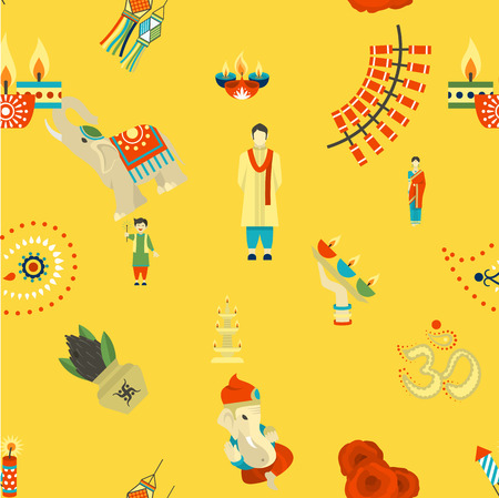 Diwali - Indian Festival Background. Seamless Pattern. Vectorのイラスト素材