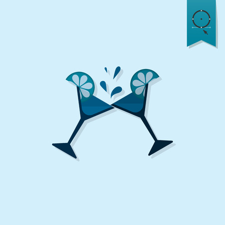 Happy Birthday Icon. Cocktail Glass. Simple, Minimalistic and Flat Style. Monochrome color. Vectorのイラスト素材