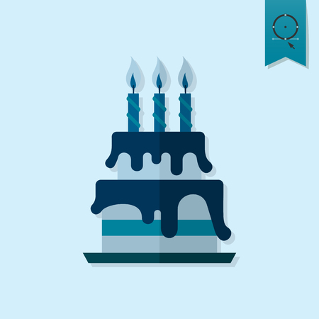Happy Birthday Icon - Cake. Simple, Minimalistic and Flat Style. Monochrome color.の写真素材