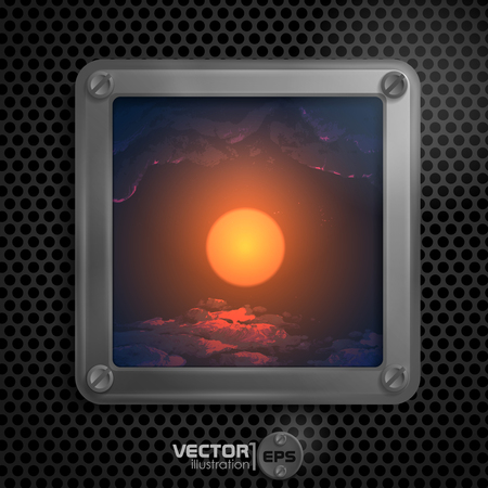 Metallic Frame With Screws On Abstract Metallic Background.のイラスト素材