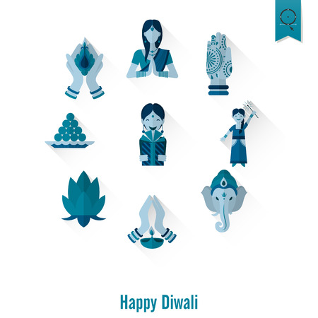 Diwali. Indian Festival Icons. Simple and Minimalistic Style.の写真素材