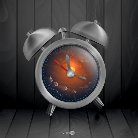 Metal Classic Style Alarm Clock. Vector Illustration. Eps 10のイラスト素材