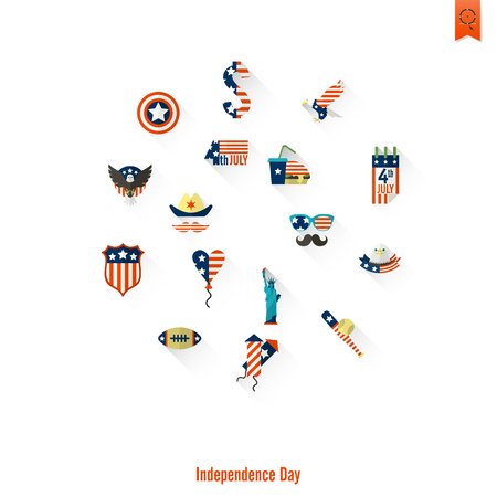 4th of July, Independence Day of the United States, Simple Flat Icons. Vectorのイラスト素材