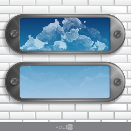 Metallic Frame With Screws On Abstract Metallic Background. Vector Illustration.のイラスト素材