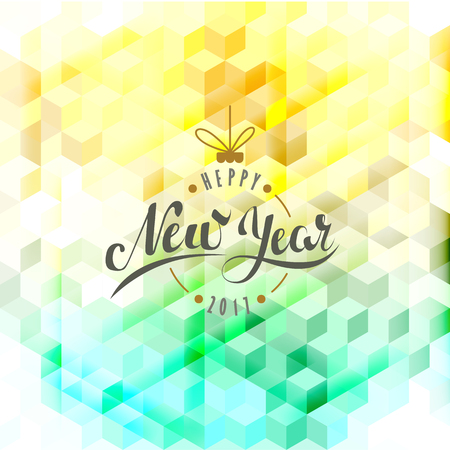 Merry Christmas and Happy New Year. Lettering. Vector Abstract Geometric Backgroundのイラスト素材