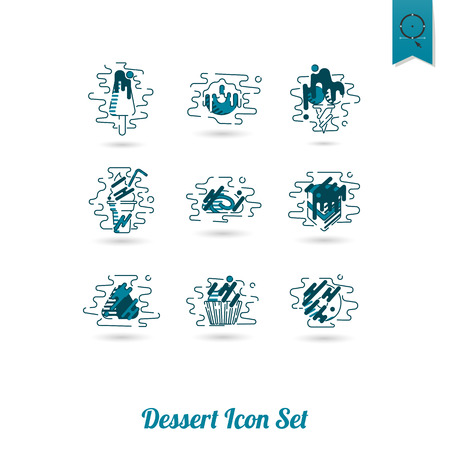 Dessert Icon Set in Modern Flat Design Styleのイラスト素材