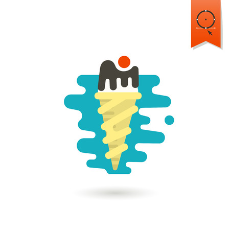 Ice Cream in a Cone with a Cherry.の写真素材