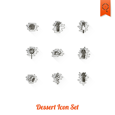 Dessert Icons in Simple, Minimalistic and Modern Flat Design Style for Candy Shop. Clean Work. Vectorのイラスト素材