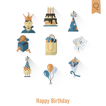 Happy Birthday Icons Setのイラスト素材