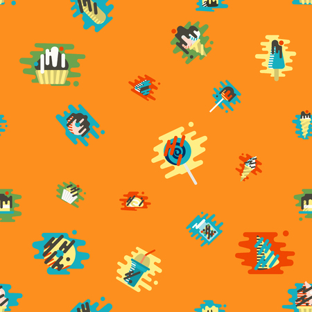Dessert Seamless Pattern with Modern Flat Elements for Candy Shopのイラスト素材