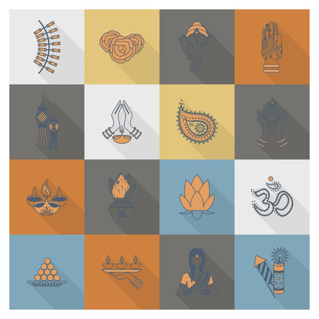 Diwali. Indian Festival Iconsのイラスト素材
