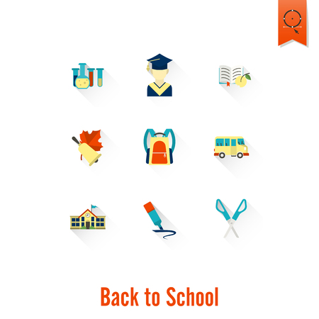 School and Education Icon Set. Flat design style. Vectorのイラスト素材
