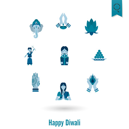 Diwali. Indian Festival Iconsのイラスト素材