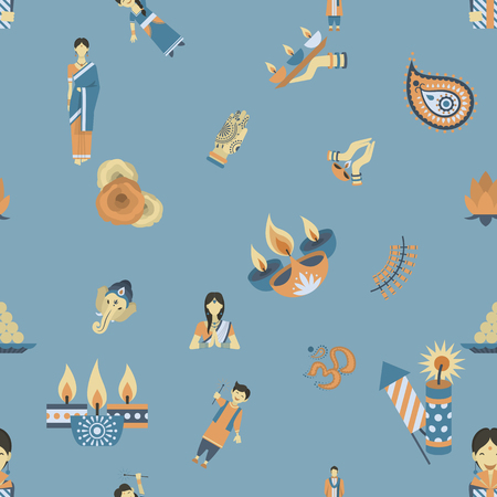 Indian Festival Background with indian people and ornaments.のイラスト素材