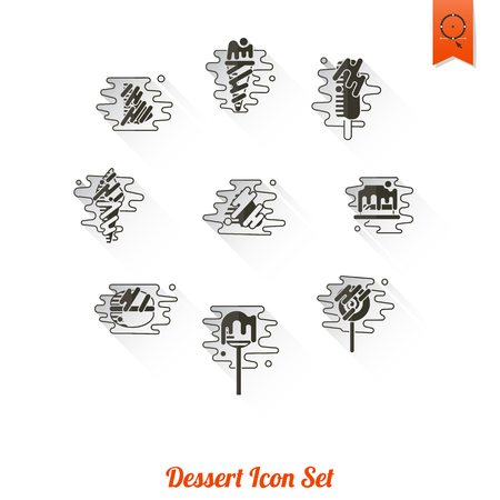Dessert Icons in Simple, Minimalistic and Modern Flat Design Style for Candy Shop. Clean Work. Vectorのイラスト素材