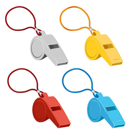 Whistle icon set. Isometric color vector icons for web design isolated on white background.のイラスト素材