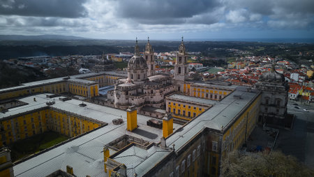 Aerial view of the National Mafra Palaceの写真素材