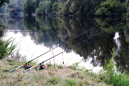 fishing on the riverの写真素材