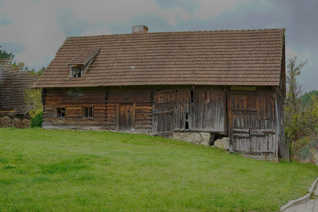 Bavaria on the edge of the road An old barn in