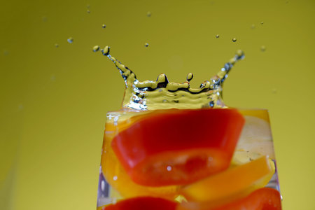 Water drops scanned with short-term photography techniqueの写真素材