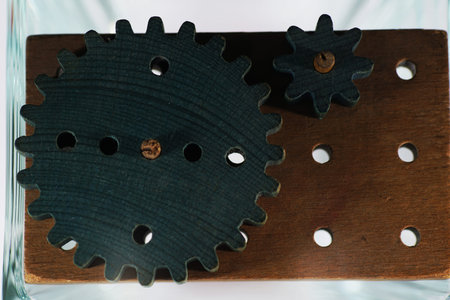 Various pieces of wood belong to an old toy for kids techniqueの写真素材