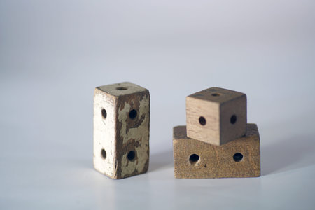 Various pieces of wood belong to an old toy for kids technique