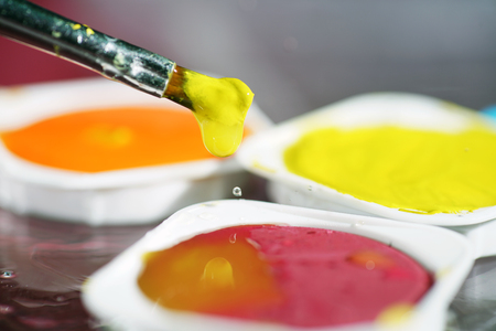 Paintbox colors photographed with the macroの写真素材