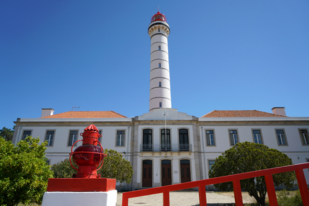 Location lights red and green on the wall of the entrance to the lighthouseの写真素材
