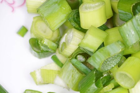 Spring onions photographed in our german kitchen with macroの写真素材