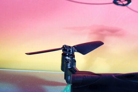 Quadrocopter also called drone photographed in the studio and faked flightの写真素材