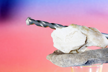 Stone drill with point for drilling in natural stone and concrete photographed in the studio