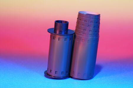 Film of an analogue camera with colorful background photographed in the studioの写真素材