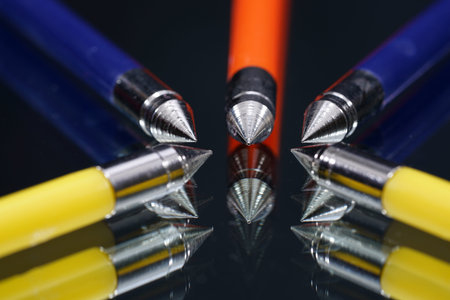 Graphic elements photographed in the studio with flash light