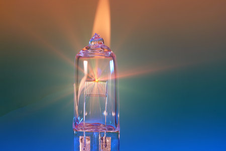 Electric light bulb with smoke photographed in the studio