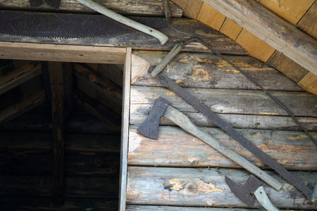 A wooden hut from a hunter and woodworker in the forest