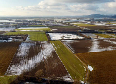 Clouds and landscape on a February afternoon in Bavariaの写真素材