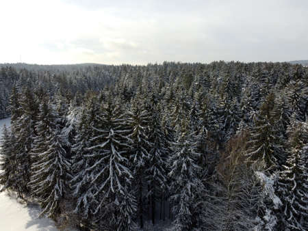 Clouds and landscape on a February afternoon in Bavariaの写真素材
