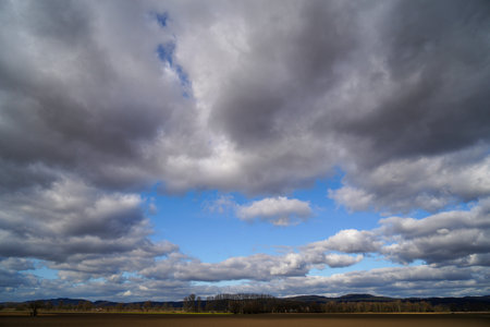 Clouds and landscape on a February afternoon in Bavaria
