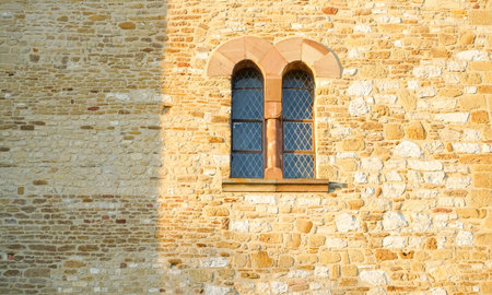 Wall made of natural stone built and groutedの写真素材