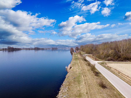 Aerial shots of a country road in Bavaria in winter