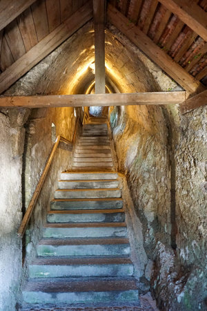 Stone stairs photographed in Bavaria and without artificial lightの写真素材