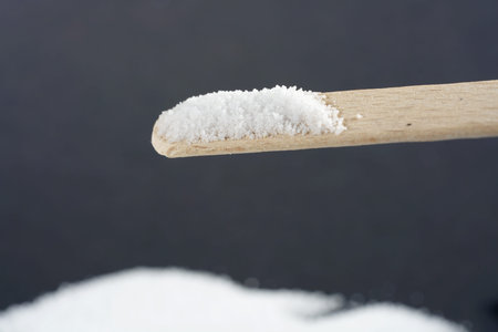 Flour with macro lens photographed against colorful gradient in studio