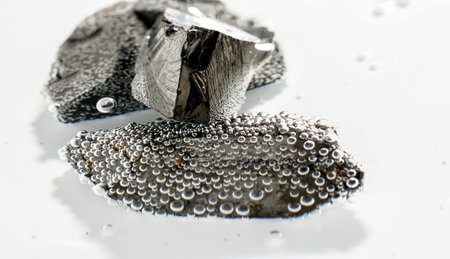 Shungit is a black rock that consists mainly of carbon and was photographed in top quality and studio quality.の写真素材