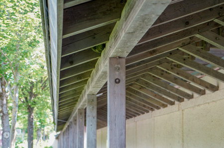 Construction made of wood in skeleton construction carpenter or carpenter work from wooden beams