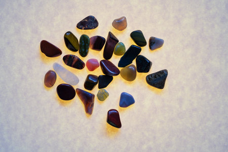 Polished gemstones photographed in the studio with lighting