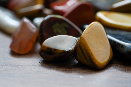 Polished gemstones photographed in the studio with lighting